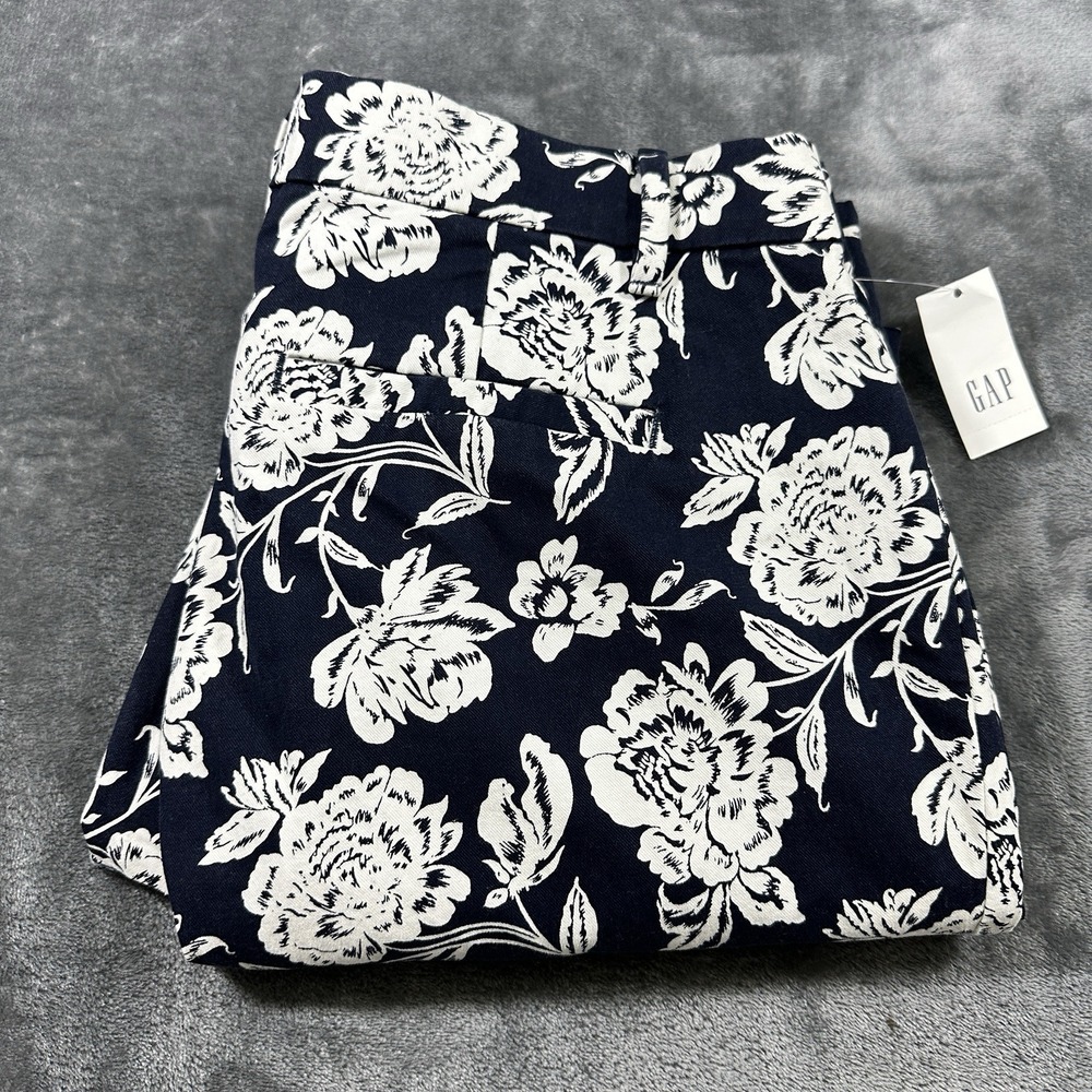 Gap Signature Skinny Ankle Khaki Women 10 Navy White Floral NWT New Slim Fit